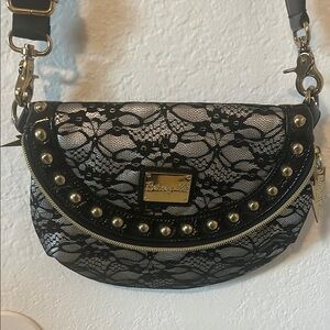Betsey Johnson Black and Gold Women's Bag